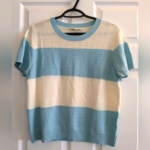 Modcloth Day Brightened Sweater in Sky Blue with White stripes